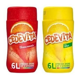 Cedevita Instant poeder vitamine dranken (citroen/bloedsinaasappel, 2 x 455 g)