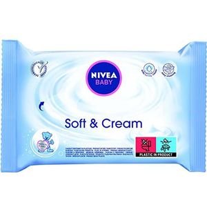 NIVEA BABY Soft & Cream Vochtige Doekjes (12 x 63 Stuks), Voor Zachte Reiniging Van Gevoelige Babyhuid, Met Verzorgende Softcrème
