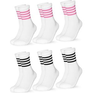 Occulto dames tennissokken 80% katoen pak van 6 (model: Steffi) Wit Roze Zwart 35-38