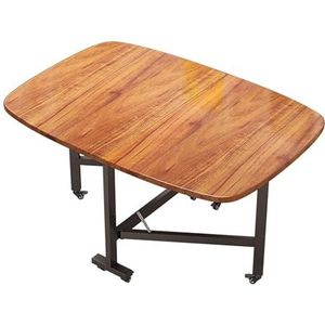 Inklapbare keukentafel, Opklapbare tafel, houten uitschuifbare eettafel, ruimtebesparend, ontwerp met ronde rand, verplaatsbare keuken bureau voor woonkamer eetkamer, 120cm (Color : B)