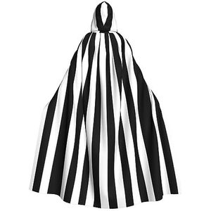 Zwart-wit Streep Print Halloween Wizards Hooded Gown Mantel Kerst Hoodie Mantel Cosplay Voor Vrouwen Mannen