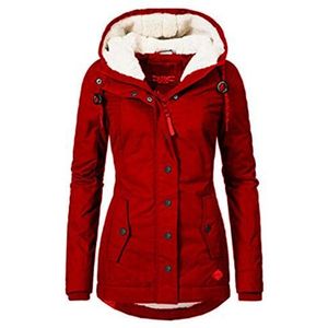 Gelentea Dames Jassen Waterdicht Warm Hooded Winterjas Verdikt Fleece Gevoerde Katoenen Mantel Jas voor Vrouwen