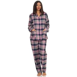 Dames lange mouwen flanellen pyjama geruit - 291 201 15 554, ruitenblauw., 48