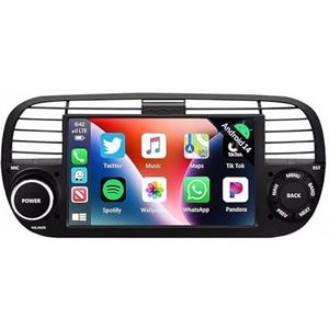 Android 14 Autoradio 7 inch touchscreen voor Fiat 500 2007-2015 Autoradio Navigatie met Carplay met GPS navigatie Bluetooth FM USB Steering Wheel Control(X9 8G+256G)