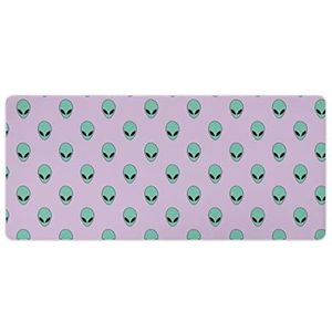 Groene Alien Hoofd Mode Bureau Muismat Antislip Gaming Muismat Accessoires Decor 40x90cm