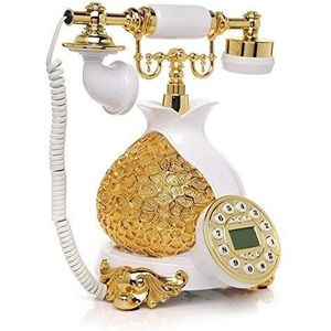 Telefoon Telefoon Europese Hh-end Retro Telefoon Woonkamer Home Knop Wijzerplaat Vaste vaste lijn (Wit)