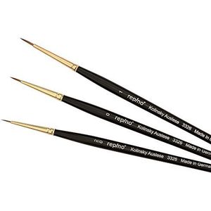 Kunstenaarskwast - Set van 3 - Kolinsky Rood Marterhaar - Hoogwaardige Borstels