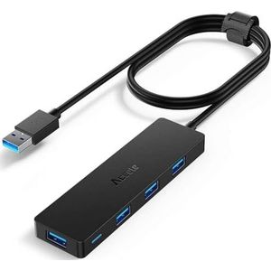 Aceele USB-hub 3.0 met verlengde kabel van 120 cm, ultra dunne USB-hub naar 4 USB 3.0 verlenging, compatibel met desktopcomputer, MacBook Pro/Air, iMac, Surface Pro, PS 4 en andere laptops