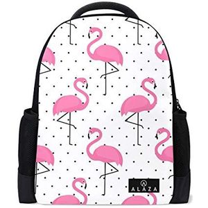My Daily Tropische Flamingo Polka Dots Rugzak 14 Inch Laptop Daypack Boekentas voor Reizen College School, Meerkleurig, One Size