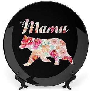 Mama Beer Bloemen Grappig Bone China Decoratieve Platen Craft met Display Stand Opknoping Wall Art Decor 8 inch