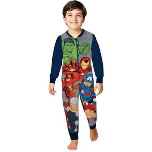 Marvel The Avengers jumpsuit voor jongens - overall kinderpyjama pyjama lange mouwen grijs / blauw, grijs/blauw, 122-128