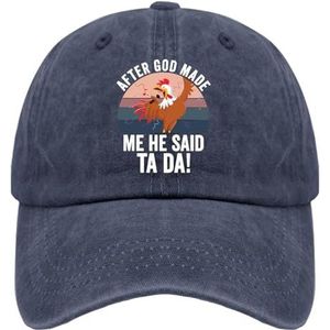 TKPA MOL Baseball Caps After God Made Me He Said Ta Da Trucker Hat voor Teen Graphic Washed Denim Verstelbaar, Donkerblauw, Eén Maat