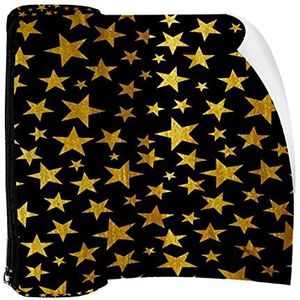 Potlood Case Pen Tas Houder met Rits Coin Organizer Tassen Make-up Cosmetische Pouch voor Vrouwen Tiener Meisjes Jongens Kinderen, Zwarte Achtergrond Gouden Sterren Patroon