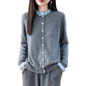 Elegante Kasjmiertrui Met Ruches for Dames Herfst Winter Warme Gebreide Trui Zachte Wollen Sweater Met Lange Mouwen Casual Tops for Dames(Gray,XX-Large)