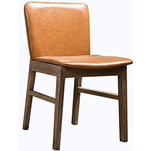 GEIRONV Kunstleer Eetkamerstoel,Koffieshop Melktheewinkel Home Vrijetijdsstoel met Armleuningen Rugleuning Receptie Stoel Eetstoelen (Color : Orange, Size : Walnut color)