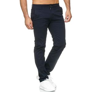 Heren Chino Stretch Broek Basic Denim Jeans Ontwerp Broek Regular Fit Effen Fredy & Roy, Colour:Dark Blue, Pant Size:29W