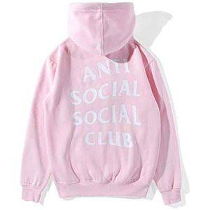 Unisex mannen vrouwen heup pop trui met capuchon sweatshirt sport mantel jas meisjes anti-sociale club hoodie, roze, S