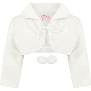 Ael winkels - Meisjes Longsleeve Bont Bolero Shrug Voor Speciale Gelegenheid Pom Pom Met Lint Bevestiging 0 1 2 3 4 5 6 7 8 9 10 11 12 Jaar, Ivoor, 0-6 Maanden