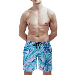 SANYJRV Hawaii Zwembroek met tropische print voor heren, casual ademende sportbroek, elastische korte broek met trekkoord, Kleur 6, XS