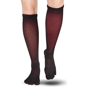 Knitido Asymmetrische compressie TS 2.0, sportcompressiekousen met asymmetrische compressie, zwart/rood (205), 35/38 EU