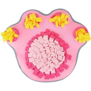 BOSREROY Pluche huisdier foerageren mat interactieve snuffle - ontwerp antislip schattige poot draagbare kauwers agressief 240 roze