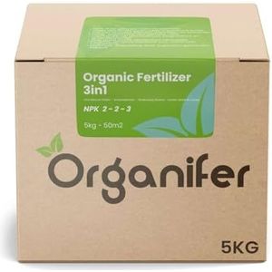 Organifer Koemestkorrels 3in1 (5 Kg voor 50 m2) Allround organische meststof - Direct opneembare voeding - Geurloos - Verbeterd bodem - Lavameel toevoeging - Versterkt gras en planten