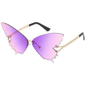 GALSOR Vrouwelijke mode vlinder groot frame zonnebril straat gradiënt kleur zonnebril (kleur: paars roze, maat: vrije maat)