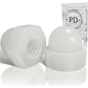 PD® Kunststof dopmoeren M6 (DIN 1587) | PA Nylon dopmoeren | Beschermende dopmoeren in hoge vorm voor schroeven, draadstangen & draadbouten | 50 stuks