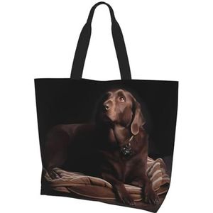 MYGANN Bruine Labrador Retriever Vrouwen Grote Capaciteit Schouder Waterdichte Boodschappentas Voor Dagelijkse Reizen Gift Bag, Zwart, Eén maat