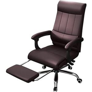Ergonomische bureaustoel Kantelbare bureaustoel Lederen lendensteun Ligstoel met voetpedaal Bureaustoel