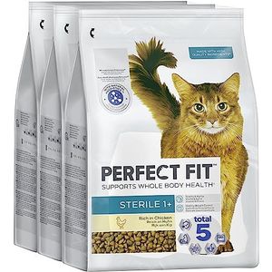 PERFECT FIT Steriel droogvoer voor volwassen gesteriliseerde katten vanaf 1 jaar - kip, 2,8 kg (3 zakken)