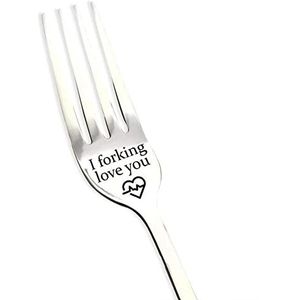 Vorken met letterprint, gegraveerde vork, beste cadeau voor man, vrouw en familie, Forking ""I stalen keukengereedschap, Love You"", cadeau R9T2