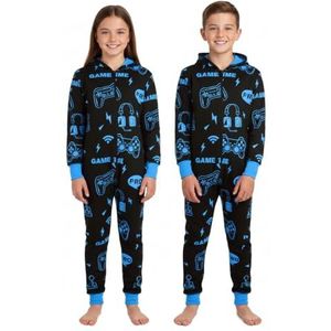A2Z Onesie, eendelig kinderpyjama, slaappakje, outfit voor spel, tijd voor meisjes, jongens, Blauw, 9-10 Jaren