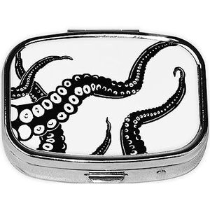 Octopus Tentakels Gedrukt Pillendoosje 2 Compartiment Geneeskunde Pil Organizer Draagbare Kleine Pil Case voor Pocket Of Portemonnee Pillendoos
