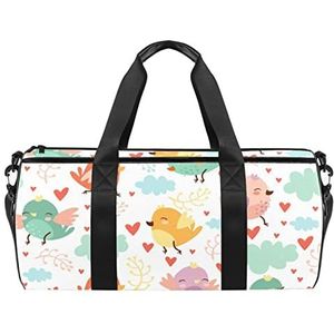 Flamingo zomer reistas sporttas met rugzak draagtas gymtas voor mannen en vrouwen, Leuke vogels, 45 x 23 x 23 cm / 17.7 x 9 x 9 inch