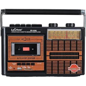 Lychee - Draagbare Retro Cassettespeler - Met AM/FM/SW1-2-Quad-Radio - Ingebouwde Luidspreker - 3,5 mm Hoofdtelefoonaansluiting - SD/USB-ingang