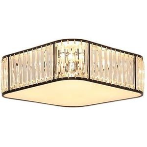 LONGDU Moderne minimalistische inbouw plafondlamp LED vierkant E14 dichtbij plafondlampen Kristallen lichtbalk Frame plafondlamp for woonkamer Eetkamer(Color:Dark,Size:S)