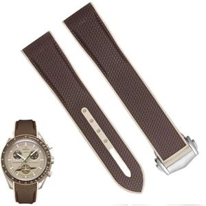 dayeer Siliconen gebogen interface horlogeband voor Omega MoonSwatch Seamaster 300 X Joint hemelse sporthorlogeband (Color : Brown-beige, Size : 20mm)