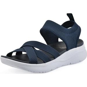 WHITE MOUNTAIN Charry sandaal voor dames, marineblauwe stof, 5.5 UK, Navy Stof, 38.5 EU