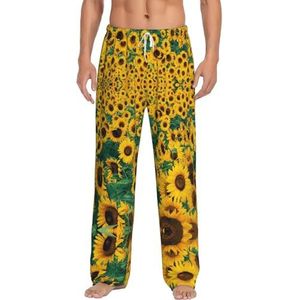 Veel Mooie Zonnebloemen Lange Lounge Wear Broek Nachtkleding Pyjama Bodems Nachtkleding Nachtkleding Met Zakken En Trekkoord, Wit, S