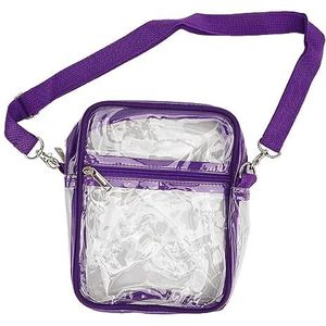 Duidelijke Messenger-schoudertas, Doorzichtige Ritssluiting Waterdichte PVC-transparante Messenger-tas voor Meisjes Om Te Winkelen (Paars)
