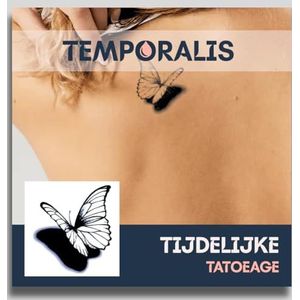 Vlinder tattoo – Temporalis® | Tijdelijke tatoeages voor vrouwen & mannen – Nep tattoo vegan & waterbestendig – EU-cosmetica – Blijft 1-2 weken [ Tatoeage Vlindersilhouet ]