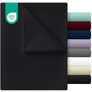 Utopia Bedding Vlakke Laken, Eenvoudig onderhoud Zachte geborstelde Microvezel Stof, Krimp en Vervaagt Bestand (266 x 259 cm, Zwart)