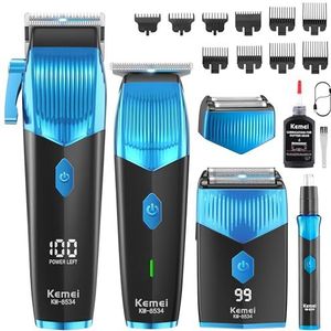 KEMEI Tondeuse Set, T Blade Haar Trimmer, Baard Scheerapparaat voor Mannen, Body Trimmer, Kapsel Grooming Kit met LCD Display