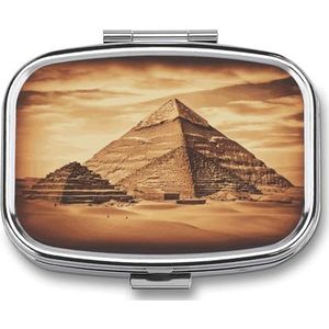 Vintage Grote Egyptische Piramide Pil Doos Pil Organizer Pil Case 2 Compartiment Geneeskunde Pil Organizer Kleine Pil Case Pil Container Pil Houder Leuke Pillendoos Mini Pil Case