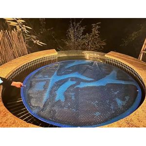 SAFWELAU Stofdichte zwembadbeschermer, zwembadafdekking, rond, zwembad, warme afdekking voor in- en bovengrondse zwembaden, blauwe zeepbel zonnedeken (maat: 2,4 m)