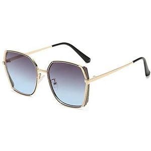 Metalen retro vierkante zonnebril for heren en dames, groot frame UV400, sport, woon-werkverkeer trend zonnebril cadeau (Color : A, Size : 1)