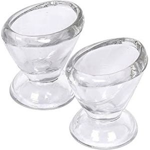 Superieure, gladde rand, glazen oogspoelbekers met technisch ontwerp om ogen te passen voor effectieve oogreiniging, oogvormige rand, knusse pasvorm - met opbergcontainer set van 2 stuks - kristaltransparant