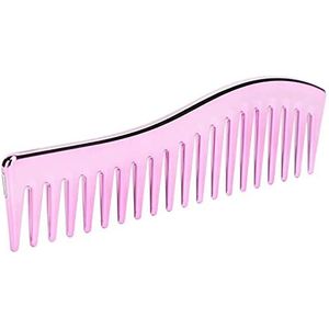 Kammen met Brede Tanden, Zonder Handvat Ontklitterkam Professionele Haarstylingkam voor Krullend of Steil Haar Nat of Droog Haar(Paars roze)
