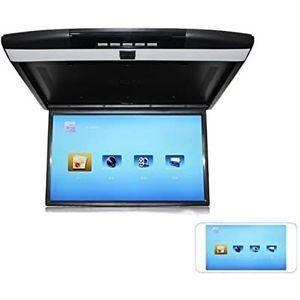 Draagbare Auto TV Hoofdsteun Monitor Tablet, Auto Dak Mount Monitor 17 Inch HD Lcd-scherm Auto Video Player MP5 Display 1080 P Auto Plafond TV USB FM Speaker Link met HD Scherm(15 Black MirrorLink)